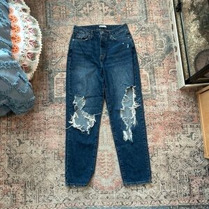 Forever 21 Distressed Dark Blue Boyfriend Jeans